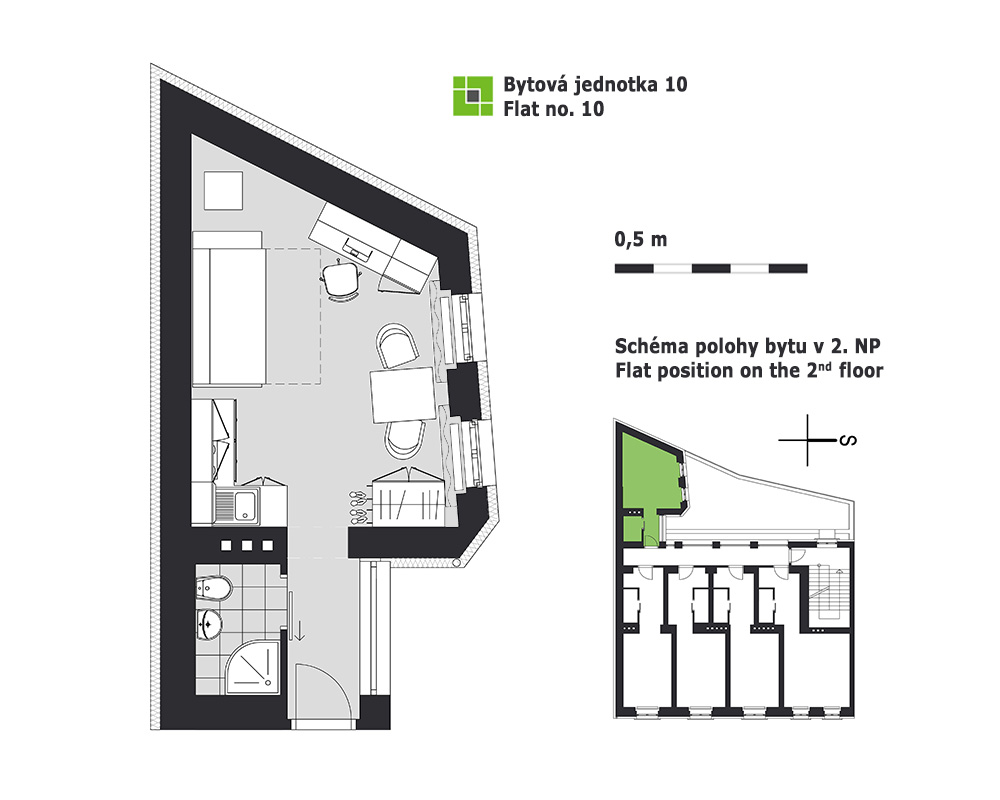 Pronájem vybavených bytů Brno - byt číslo 10