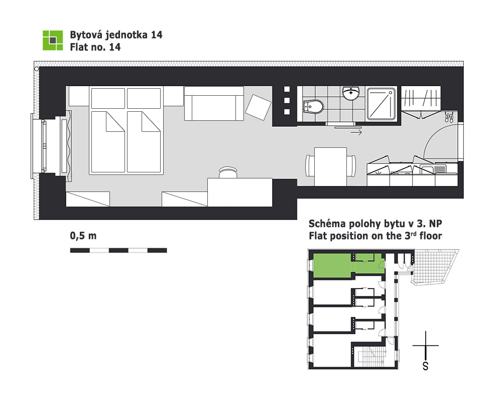 Flat rent Brno - flat number 14