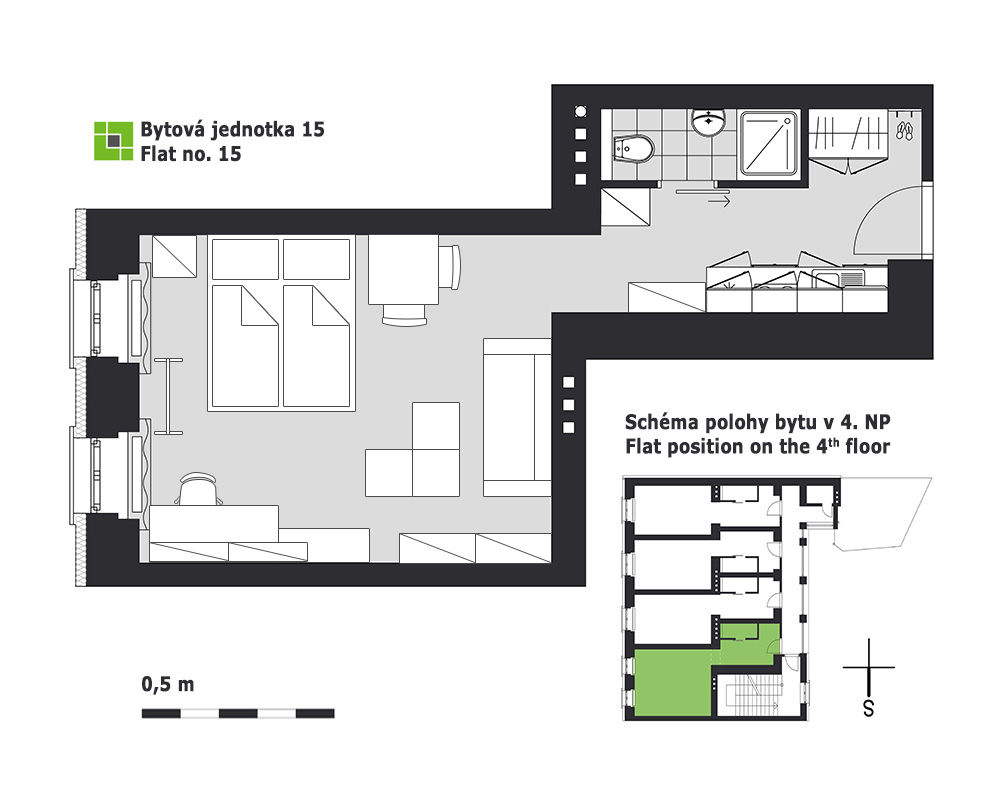 Flat rent Brno - flat number 15