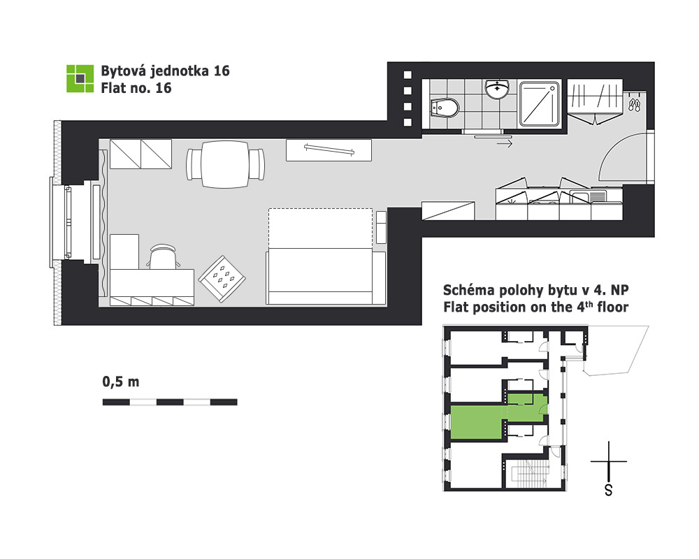 Flat rent Brno - flat number 16