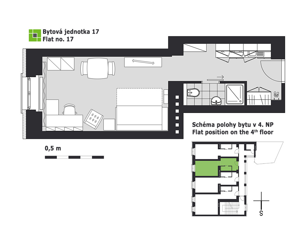 Flat rent Brno - flat number 17